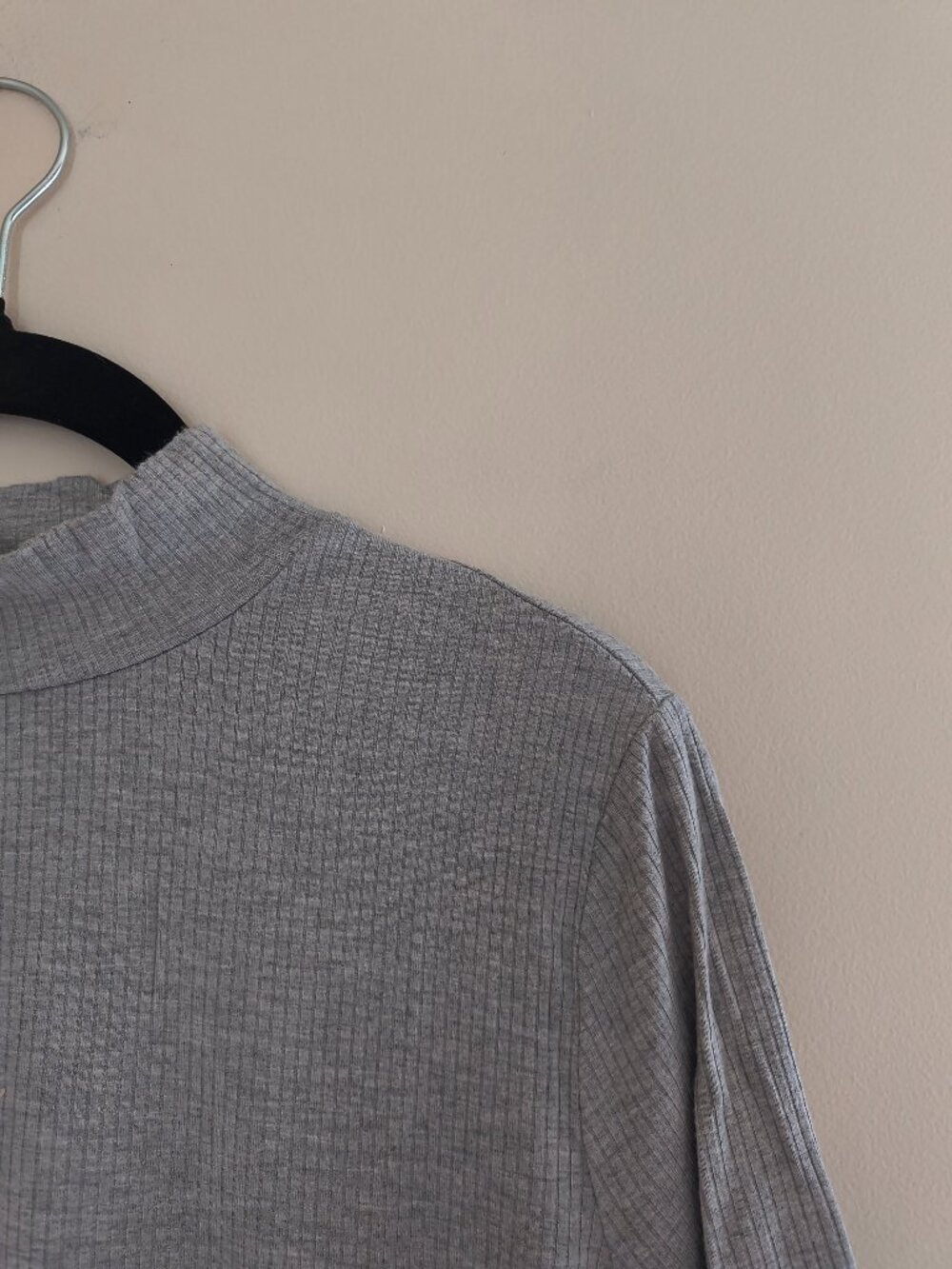 Popsugar Gray Ribbed Mock Neck Tee